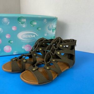 Soda Dark Green Gladiator Sandals